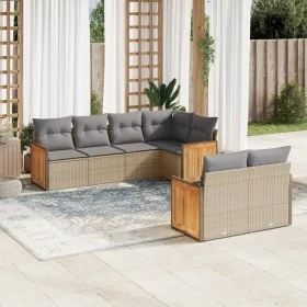 Set sofás de jardín 7 piezas y cojines ratán sintético beige de , Conjuntos de jardín - Ref: Foro24-3227823, Precio: 509,47 €...