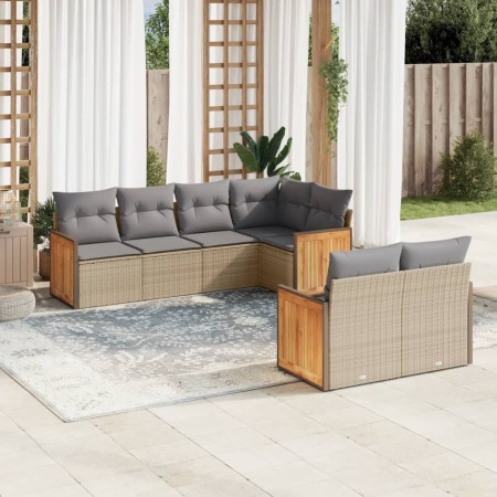 Set sofás de jardín 7 piezas y cojines ratán sintético beige de , Conjuntos de jardín - Ref: Foro24-3227823, Precio: 469,81 €...
