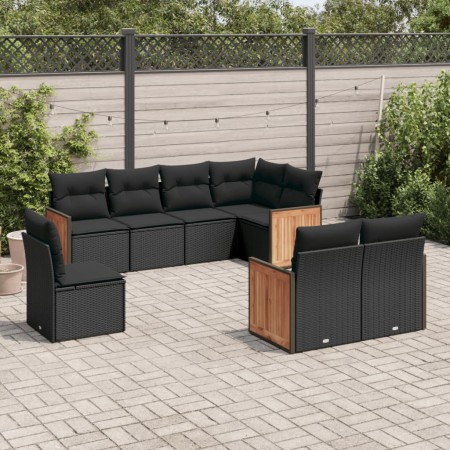 Set de sofás de jardín 8 piezas y cojines ratán sintético negro de , Conjuntos de jardín - Ref: Foro24-3227840, Precio: 530,3...