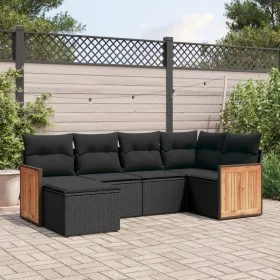 Set de sofás de jardín 6 piezas y cojines ratán sintético negro de , Conjuntos de jardín - Ref: Foro24-3227854, Precio: 383,5...