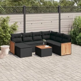 Set de sofás de jardín 8 piezas y cojines ratán sintético negro de , Conjuntos de jardín - Ref: Foro24-3227889, Precio: 488,4...