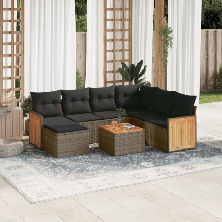 Set de sofás de jardín 8 pzas y cojines ratán sintético gris de , Conjuntos de jardín - Ref: Foro24-3227894, Precio: 457,90 €...
