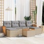 Set sofás de jardín 7 piezas y cojines ratán sintético beige de , Conjuntos de jardín - Ref: Foro24-3227907, Precio: 369,40 €...