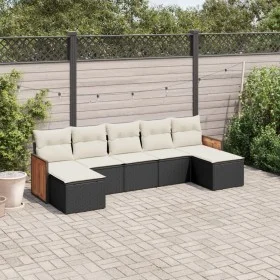 Set de comedor de jardín 7 pzas y cojines ratán sintético negro de , Conjuntos de jardín - Ref: Foro24-3227911, Precio: 380,6...
