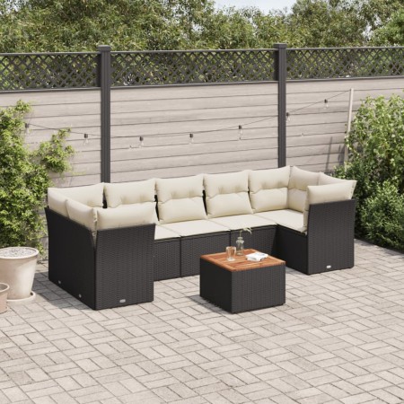 Set de sofás de jardín y cojines 8 piezas ratán sintético negro de , Conjuntos de jardín - Ref: Foro24-3255839, Precio: 480,9...