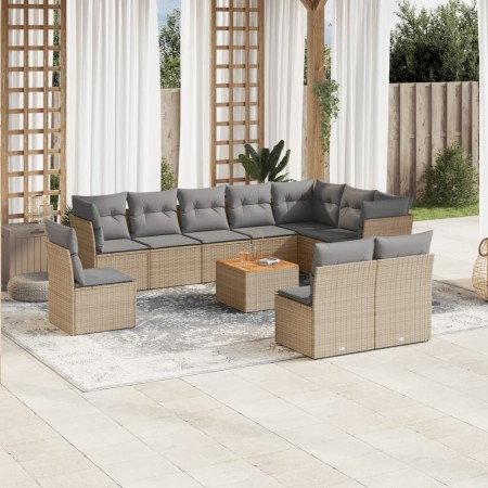 Juego de sofás jardín con cojines beige mezcla 11 pzas ratán PE de , Conjuntos de jardín - Ref: Foro24-3256031, Precio: 691,8...