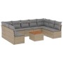 Juego de sofás jardín con cojines beige 10 pzas ratán sintético de , Conjuntos de jardín - Ref: Foro24-3256122, Precio: 590,3...