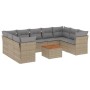 Juego de sofás jardín con cojines beige 10 pzas ratán sintético de , Conjuntos de jardín - Ref: Foro24-3256136, Precio: 640,4...