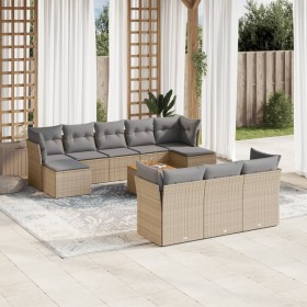 Juego de sofás jardín con cojines beige mezcla 11 pzas ratán PE de , Conjuntos de jardín - Ref: Foro24-3256213, Precio: 686,8...