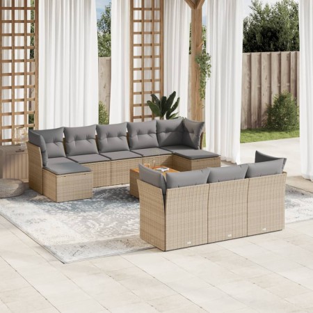 Juego de sofás jardín con cojines beige mezcla 11 pzas ratán PE de , Conjuntos de jardín - Ref: Foro24-3256213, Precio: 686,8...