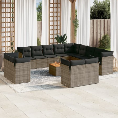 Set de sofás de jardín 14 pzas con cojines ratán sintético gris de , Conjuntos de jardín - Ref: Foro24-3256291, Precio: 906,2...