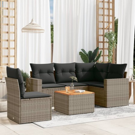 Set de muebles de jardín 6 pzas y cojines ratán sintético gris de , Conjuntos de jardín - Ref: Foro24-3256459, Precio: 376,52...