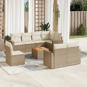 Set de sofás de jardín 9 pzas con cojines ratán sintético beige de , Conjuntos de jardín - Ref: Foro24-3256548, Precio: 655,0...