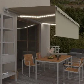 Toldo automático persiana LED sensor de viento crema 5x3 m de , Toldos - Ref: Foro24-3069352, Precio: 712,81 €, Descuento: %