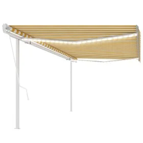 Automatic LED awning and wind sensor yellow white 5x3 m by , Awnings - Ref: Foro24-3069993, Price: 750,90 €, Discount: %