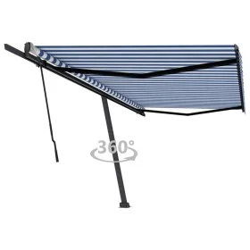 Toldo de pie retráctil manual azul y blanco 500x350 cm de , Toldos - Ref: Foro24-3069856, Precio: 551,22 €, Descuento: %