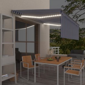 Toldo manual retráctil con persiana y LED azul y blanco 4x3 m de , Toldos - Ref: Foro24-3069421, Precio: 341,38 €, Descuento: %