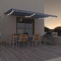 Toldo retráctil manual con luz LED azul y blanco 600x350 cm de , Toldos - Ref: Foro24-3069241, Precio: 574,86 €, Descuento: %