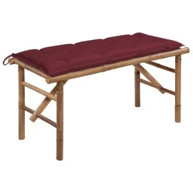 Banco de jardín plegable con cojín bambú 118 cm de , Bancos de jardín - Ref: Foro24-3063873, Precio: 96,49 €, Descuento: %