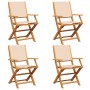 Sillas de jardín plegables 4 uds madera maciza y tela beige en Sillas de jardín | Comprar online en Foru.es