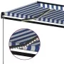 Manual retractable awning with blue and white LED 400x300 cm by , Awnings - Ref: Foro24-3069101, Price: 349,65 €, Discount: %
