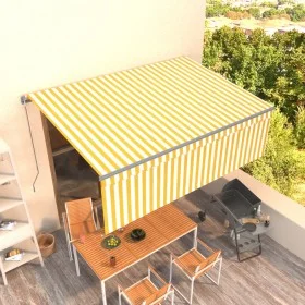 Toldo retráctil manual con persiana amarillo y blanco 4,5x3 m de , Toldos - Ref: Foro24-3069438, Precio: 369,06 €, Descuento: %