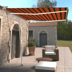 Automatic awning LED wind sensor orange brown 300x250 cm by , Awnings - Ref: Foro24-3069515, Price: 573,65 €, Discount: %