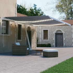 Toldo automático LED sensor de viento azul y blanco 600x300 cm de , Toldos - Ref: Foro24-3069611, Precio: 991,33 €, Descuento: %