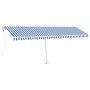 Toldo automático LED sensor de viento azul y blanco 600x300 cm de , Toldos - Ref: Foro24-3069611, Precio: 991,33 €, Descuento: %