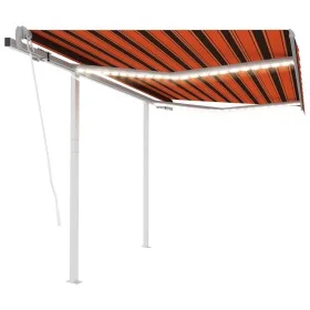 Automatic LED awning and wind sensor orange brown 3x2.5 m by , Awnings - Ref: Foro24-3069915, Price: 562,90 €, Discount: %