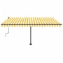 Toldo de pie retráctil manual amarillo y blanco 450x350 cm de , Toldos - Ref: Foro24-3069838, Precio: 536,90 €, Descuento: %