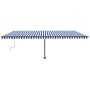 Toldo de pie retráctil manual azul y blanco 600x300 cm de , Toldos - Ref: Foro24-3069796, Precio: 539,51 €, Descuento: %