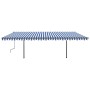 Toldo retráctil automático con postes azul y blanco 6x3 m de , Toldos - Ref: Foro24-3070196, Precio: 552,92 €, Descuento: %