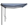 Toldo retráctil automático con postes azul y blanco 6x3 m de , Toldos - Ref: Foro24-3070196, Precio: 552,92 €, Descuento: %