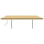 Toldo retráctil manual con postes amarillo y blanco 6x3,5 m de , Toldos - Ref: Foro24-3070278, Precio: 695,36 €, Descuento: %