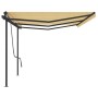 Toldo retráctil manual con postes amarillo y blanco 6x3,5 m de , Toldos - Ref: Foro24-3070278, Precio: 695,36 €, Descuento: %