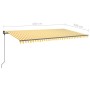 Toldo retráctil manual con postes amarillo y blanco 6x3,5 m de , Toldos - Ref: Foro24-3070278, Precio: 695,36 €, Descuento: %