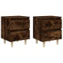 Mesitas de noche 2 uds patas madera roble ahumado 40x35x50 cm de vidaXL, Mesitas de noche - Ref: Foro24-813123, Precio: 68,81...