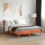 Estructura cama con cabecero madera pino marrón cera 140x190 cm de , Camas y somieres - Ref: Foro24-842665, Precio: 126,35 €,...