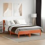 Estructura cama con cabecero madera pino marrón cera 120x190 cm de , Camas y somieres - Ref: Foro24-842673, Precio: 120,49 €,...