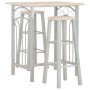 Set mesa y sillas altas de cocina 3 piezas madera y acero de vidaXL, muebles para cocinas y comedores - Ref: Foro24-284398, P...