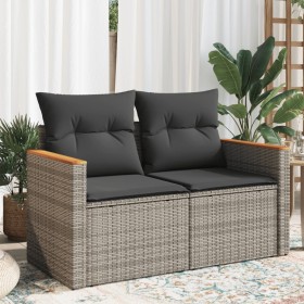 Sofá de jardín con cojines 2 plazas ratán sintético gris de , Sofás de exterior - Ref: Foro24-366128, Precio: 130,74 €, Descu...