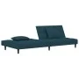 Sofá cama de 2 plazas con dos almohadas terciopelo azul de , Sofás - Ref: Foro24-375806, Precio: 240,00 €, Descuento: %