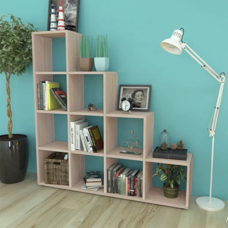 Estantería librería en forma de escalera 142 cm color roble en Librerías y estanterías | Comprar online en Foru.es