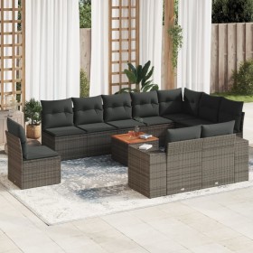 Set de sofás de jardín 11 pzas y cojines ratán sintético gris de , Conjuntos de jardín - Ref: Foro24-3257831, Precio: 669,24 ...