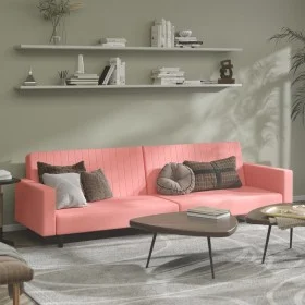 Sofá cama de 2 plazas terciopelo rosa de , Sofás - Ref: Foro24-375941, Precio: 251,09 €, Descuento: %