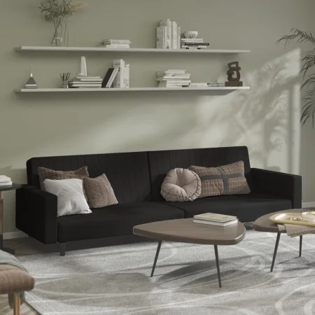 Sofá cama de 2 plazas terciopelo negro de , Sofás - Ref: Foro24-375943, Precio: 265,91 €, Descuento: %