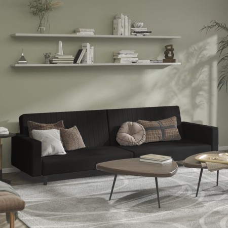 Sofá cama de 2 plazas terciopelo negro de , Sofás - Ref: Foro24-375943, Precio: 270,58 €, Descuento: %