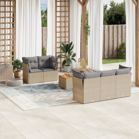 Juego de sofás jardín con cojines 6 pzas ratán sintético beige de , Conjuntos de jardín - Ref: Foro24-3223483, Precio: 367,07...