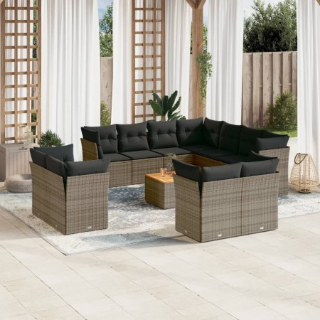 Set de sofás de jardín 12 pzas con cojines ratán sintético gris de , Conjuntos de jardín - Ref: Foro24-3223946, Precio: 766,4...